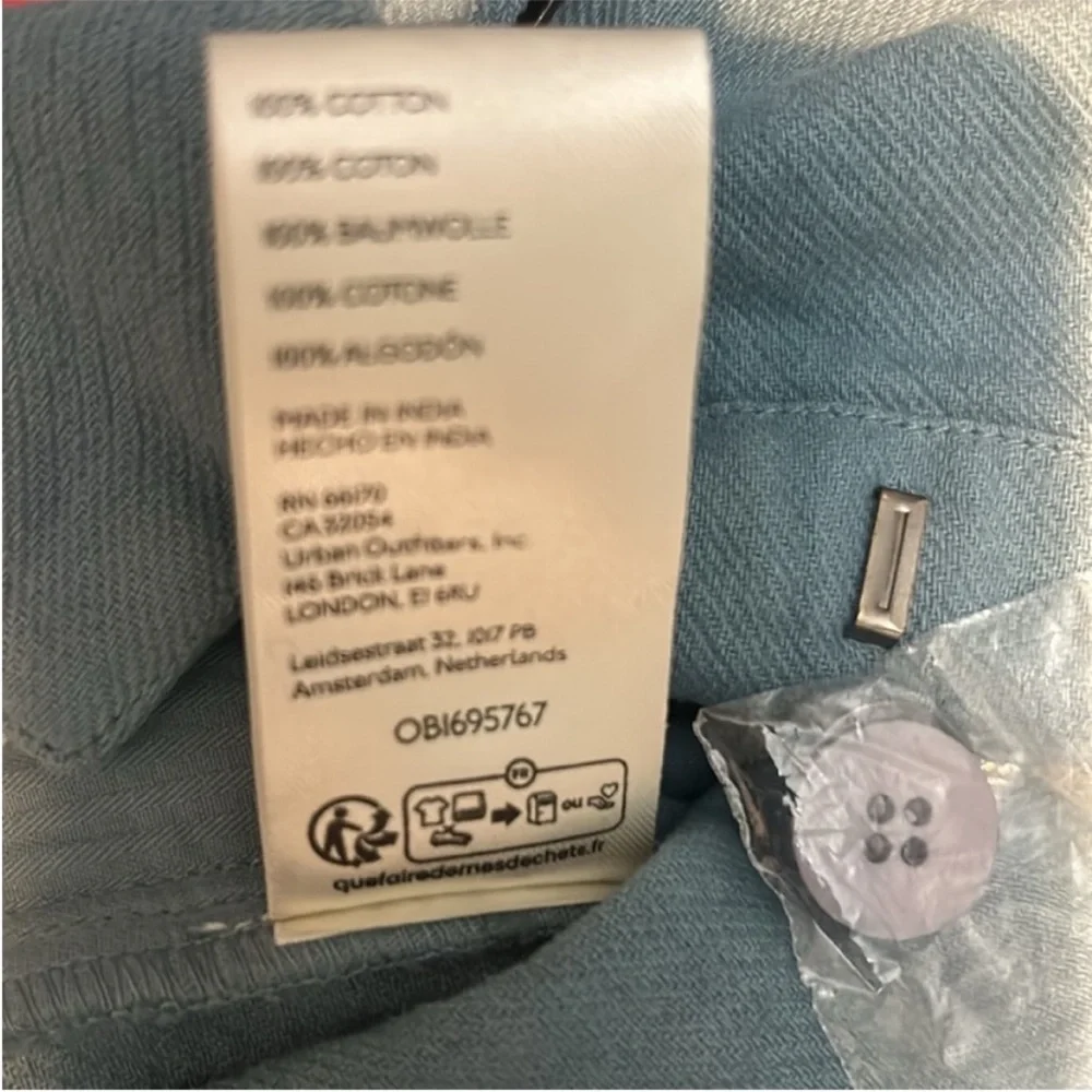 Free People Small Pants Cool Harbor Wide-Leg Trousers in blue zippered pockets - Picture 11 of 11